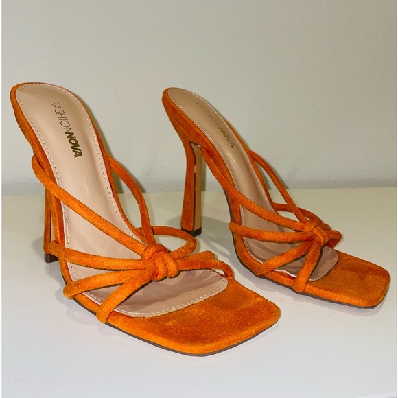 Fashion Nova Shoes - Fashion Nova - Orange Strappy High Heels - Size 6
